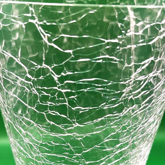 Mid Century Barware Drinking Glasses Crackle Glass Cone Shape Blue Base Set of 2 - Picture 7 of 13